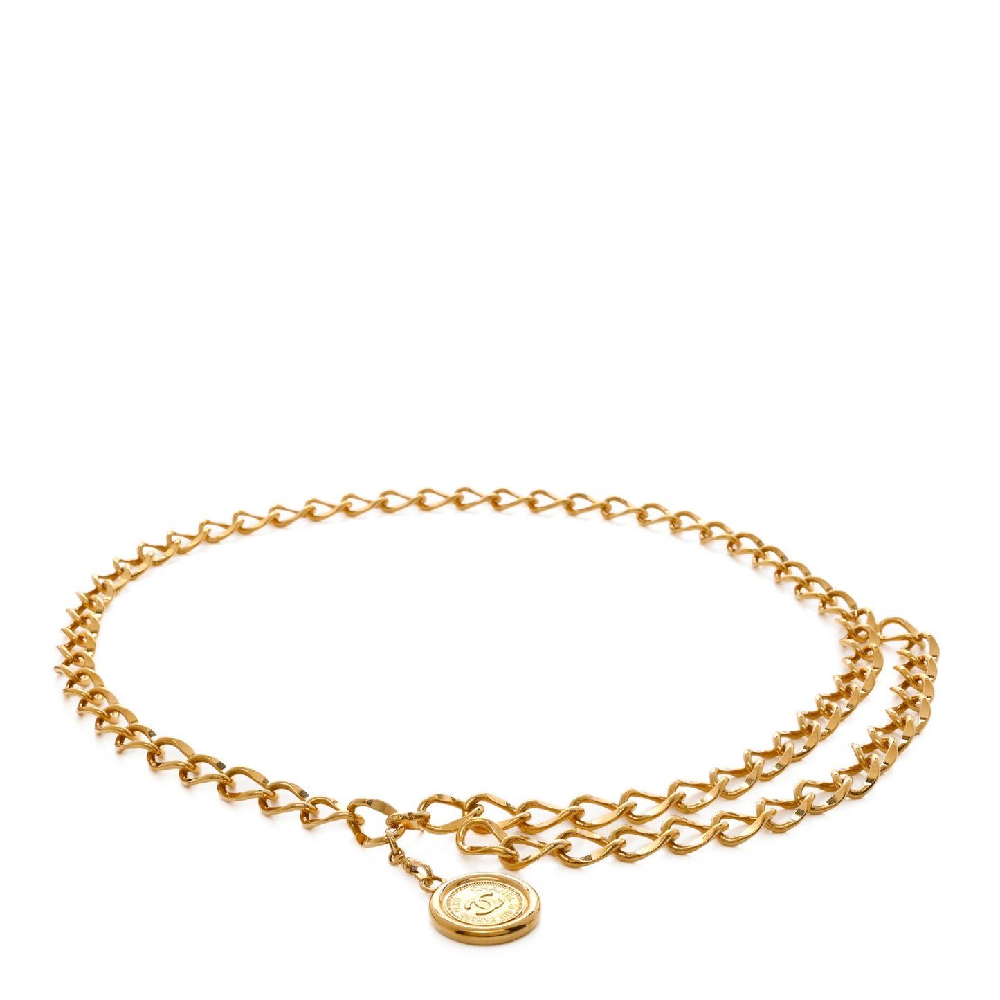 Metal Chain CC Medallion Belt Gold