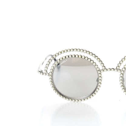 Chanel Pearl Round Sunglasses 71139 Silver 8 of 9