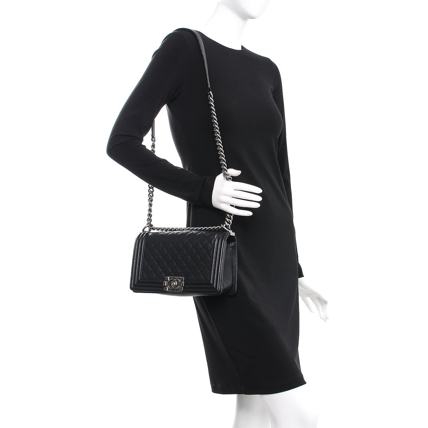 Chanel Caviar Quilted Medium Boy Flap Black 11 of 15
