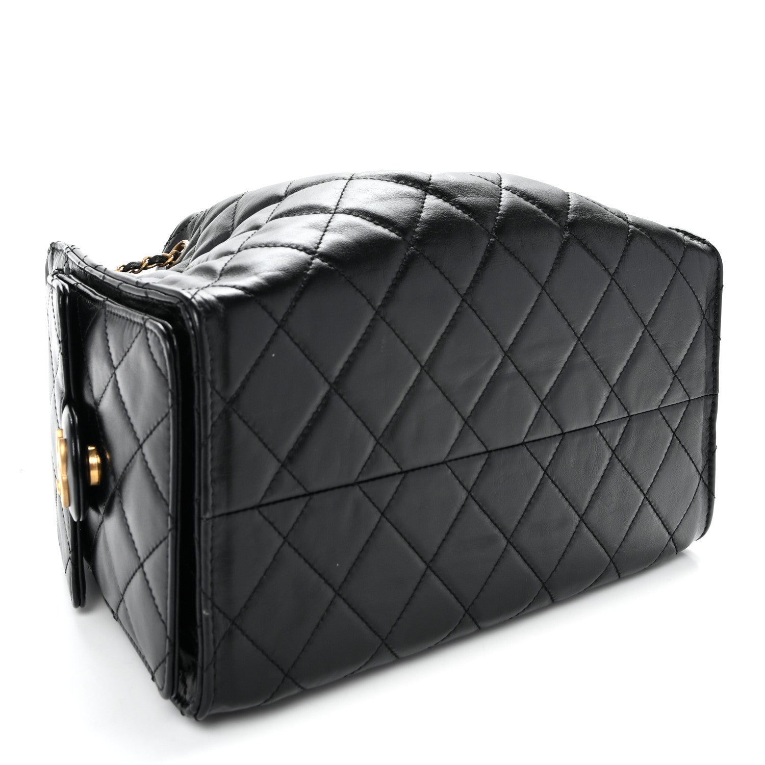 Chanel Shiny Crumpled Calfskin Quilted Small Chanel 25 Handbag Black 4 of 10