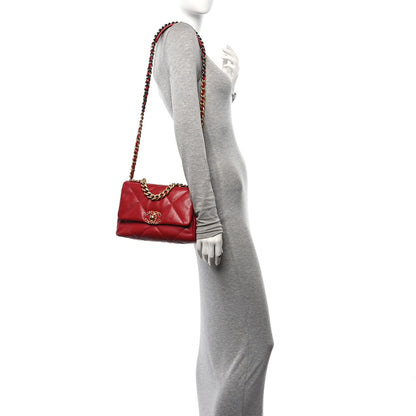 Chanel Goatskin Quilted Medium Chanel 19 Flap Red 2 of 10