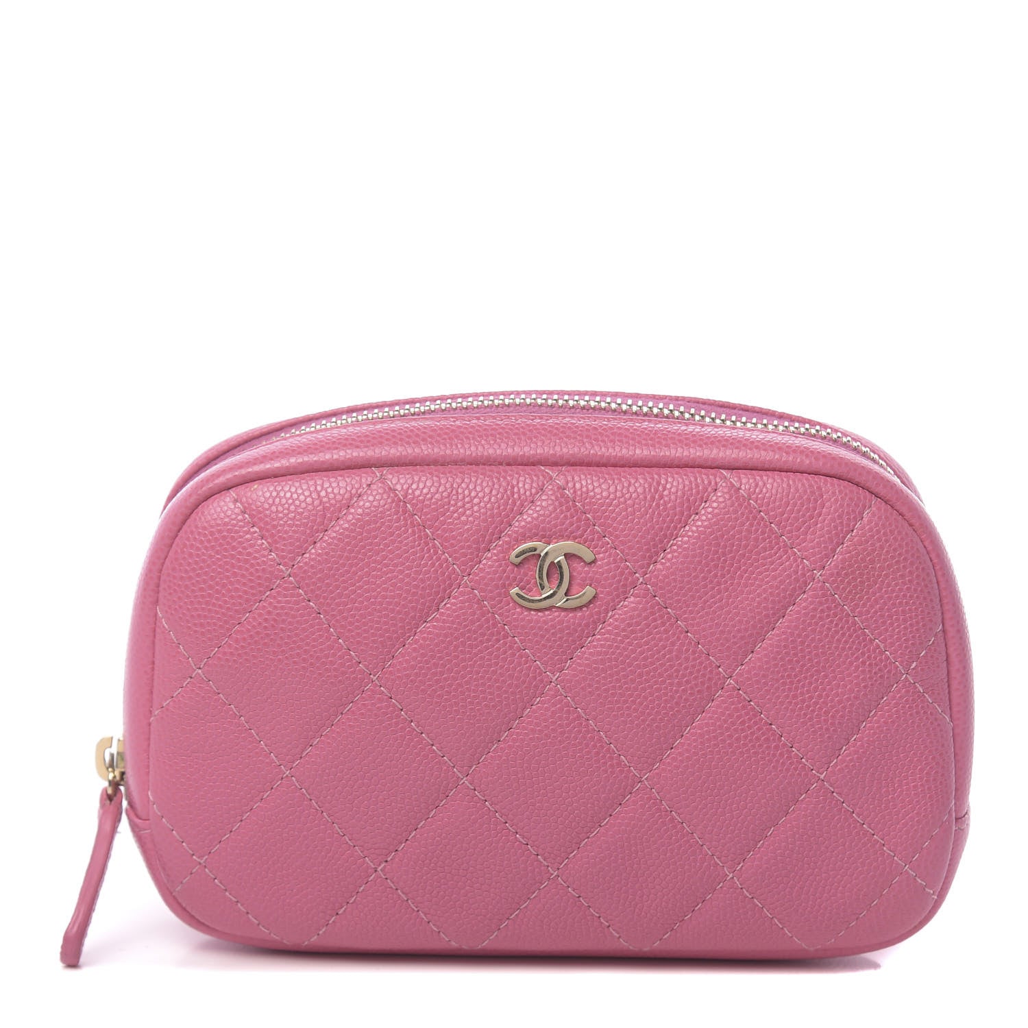 Chanel Caviar Quilted Small Curvy Pouch Cosmetic Case Pink 1 of 8