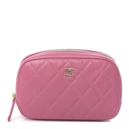 Chanel Caviar Quilted Small Curvy Pouch Cosmetic Case Pink 1 of 8