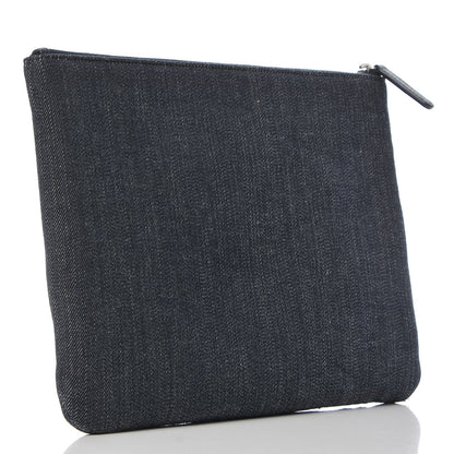 Chanel Denim Medium Deauville Pouch Dark Blue 3 of 8