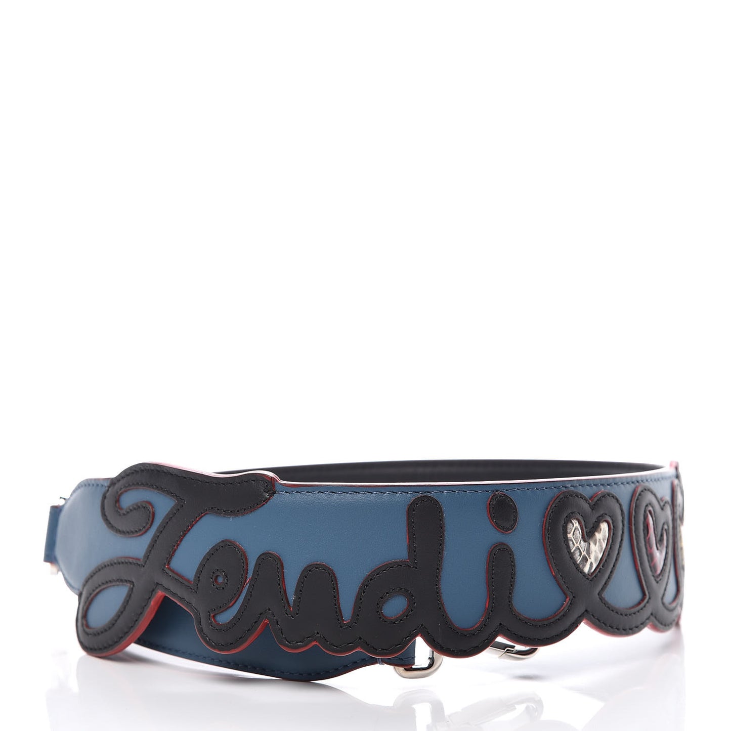 Vitello Century Elaphe Open Your Heart Bi-Color Strap You Balena Black