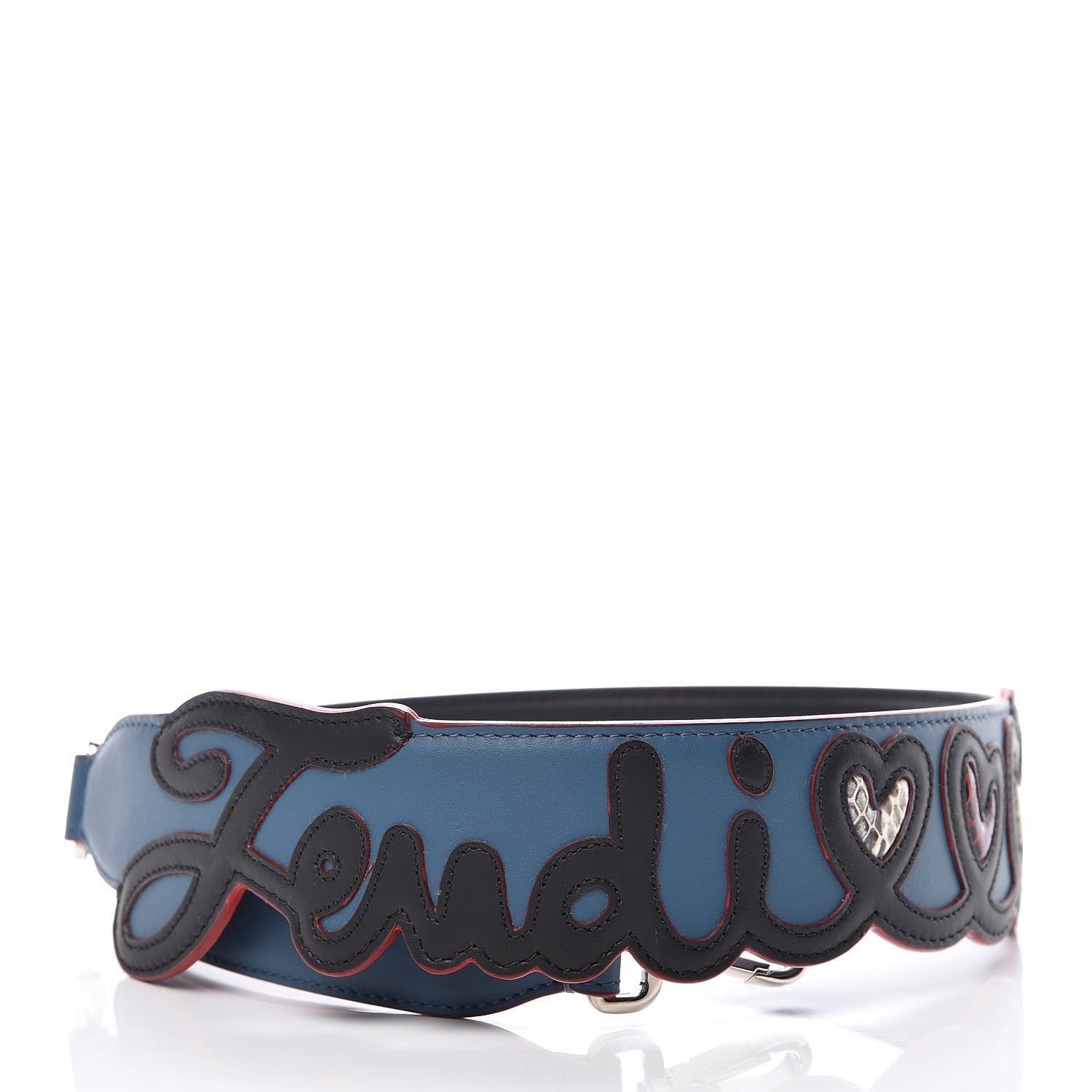 Fendi Vitello Century Elaphe Open Your Heart Bi-Color Strap You Balena Black 2 of 5