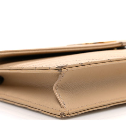 Saint Laurent Grain De Poudre Matelasse Chevron Monogram Envelope Chain Wallet Nude Powder 8 of 12