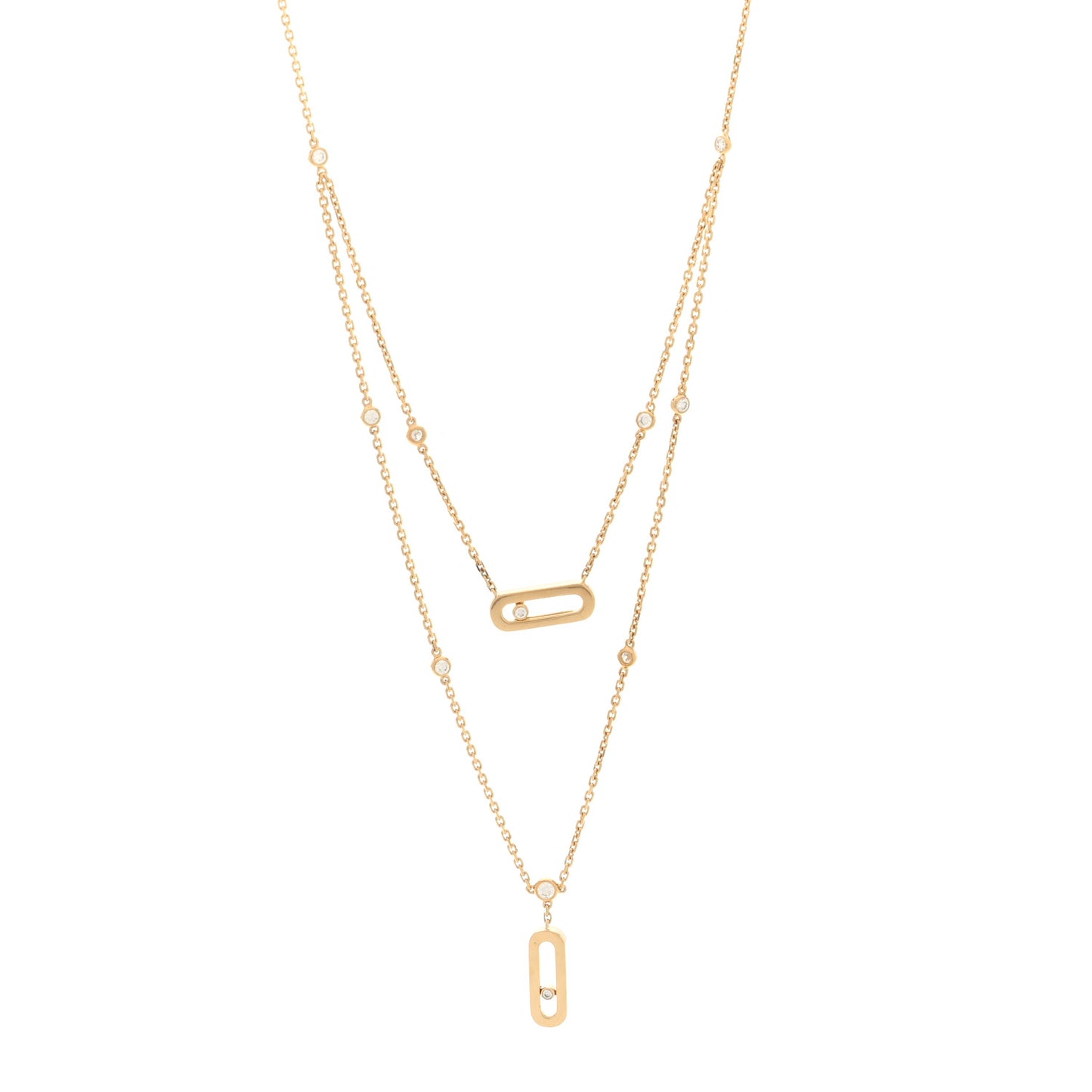 18K Yellow Gold Diamond Move Uno 2 Rows Necklace