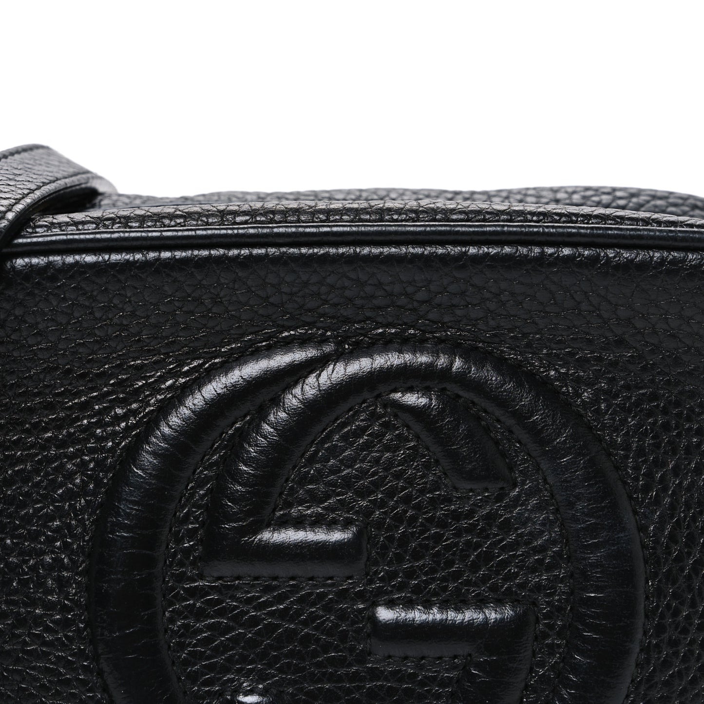 Pebbled Calfskin Small Soho Disco Bag Black