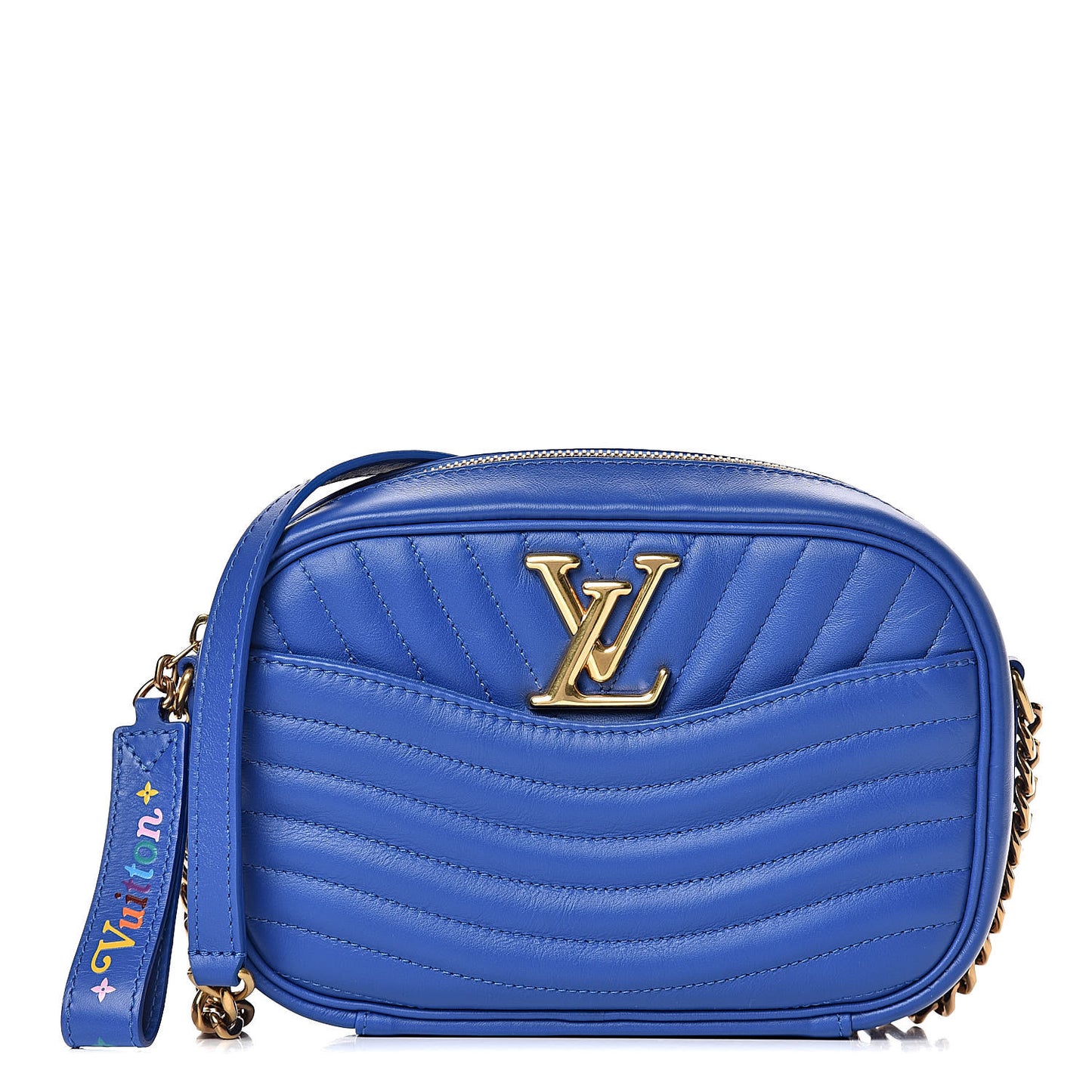 Calfskin New Wave Camera Bag Bleu Neon