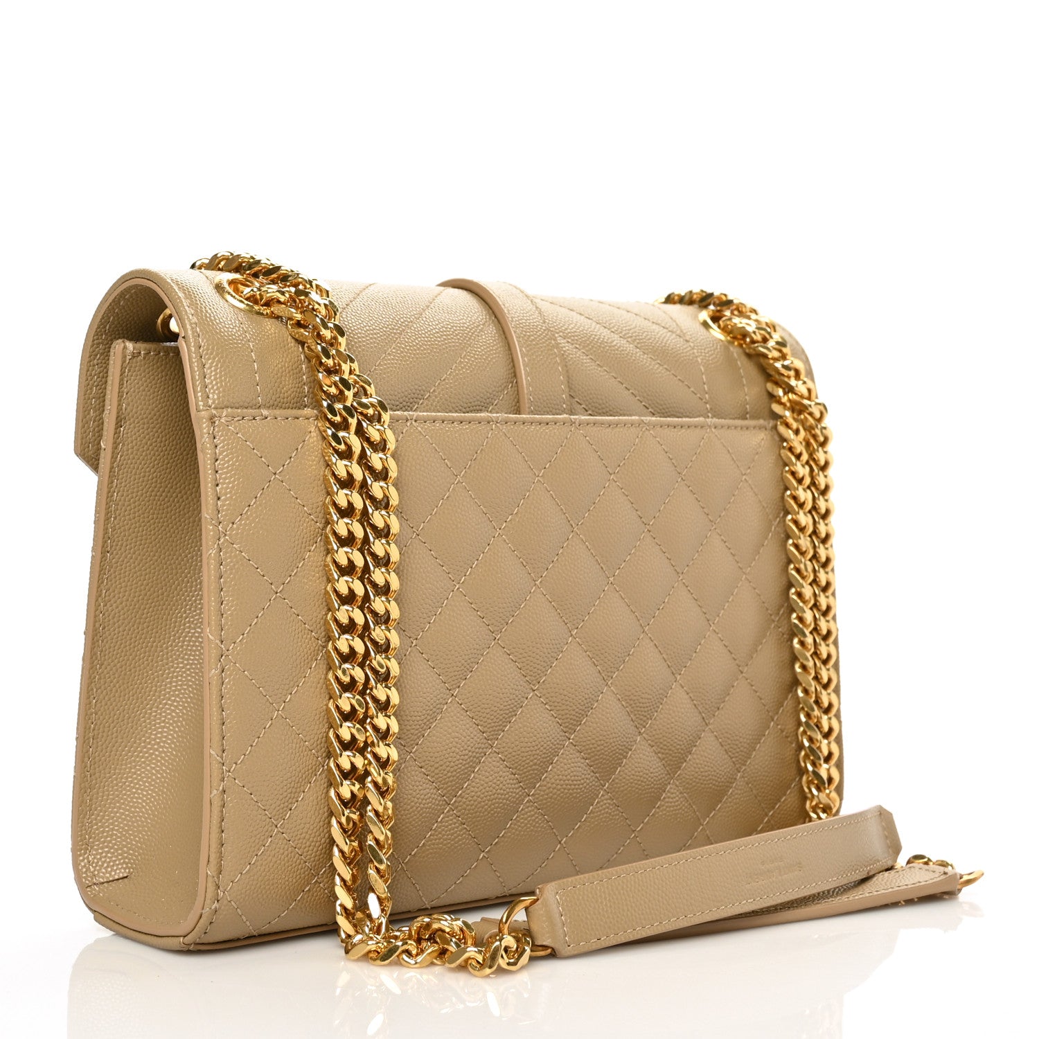 Saint Laurent Grain De Poudre Textured Mixed Matelasse Medium Triquilt Monogram Satchel Dark Latte 3 of 6