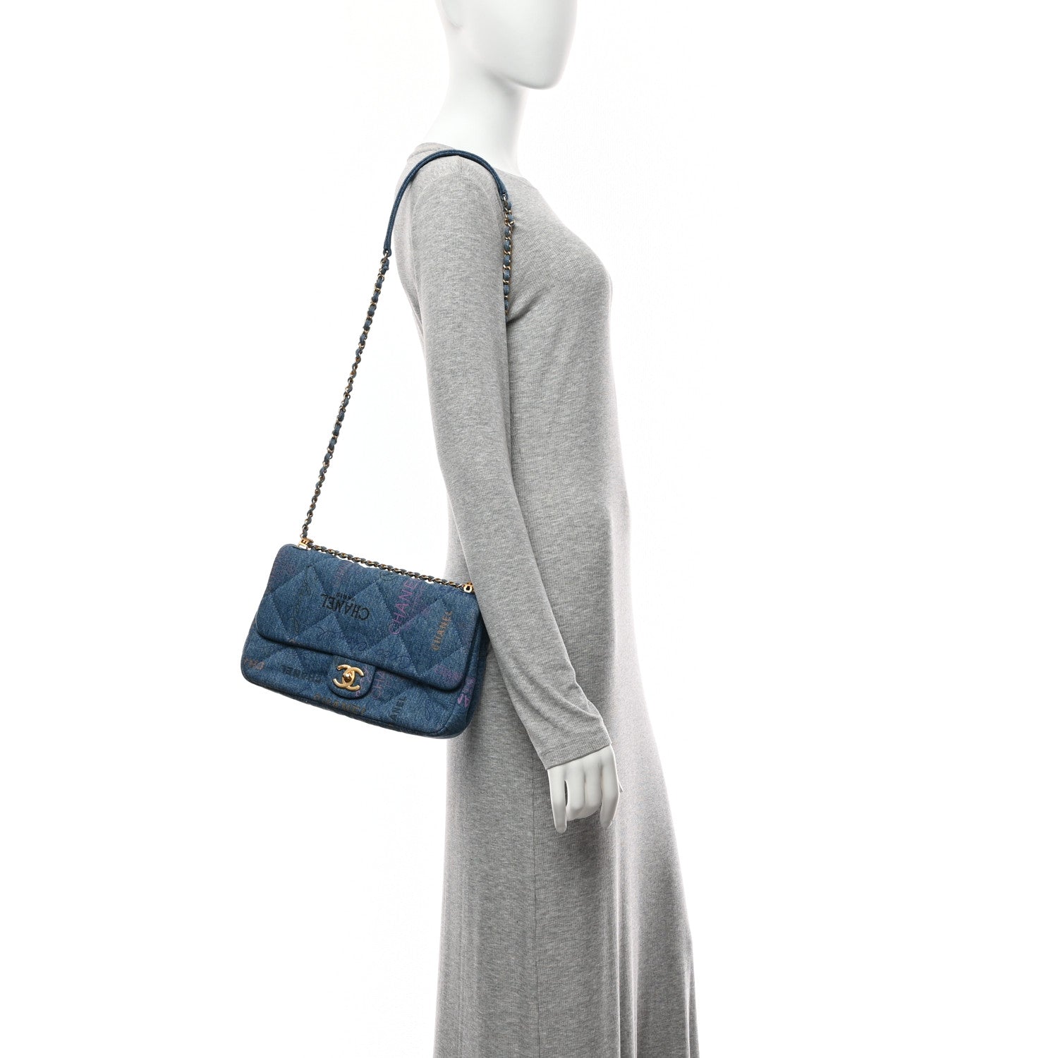 Chanel Denim Quilted Denim Large Mood Flap Blue Multicolor 2 of 10