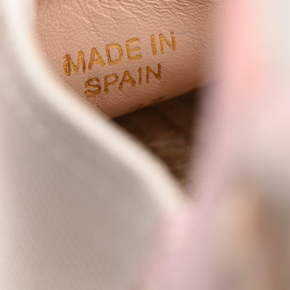 Gucci Canvas Grossgrain Embroidered Judit Ankle Wrap Platform 35/120mm Espadrille Wedges 37 White Shell 9 of 10