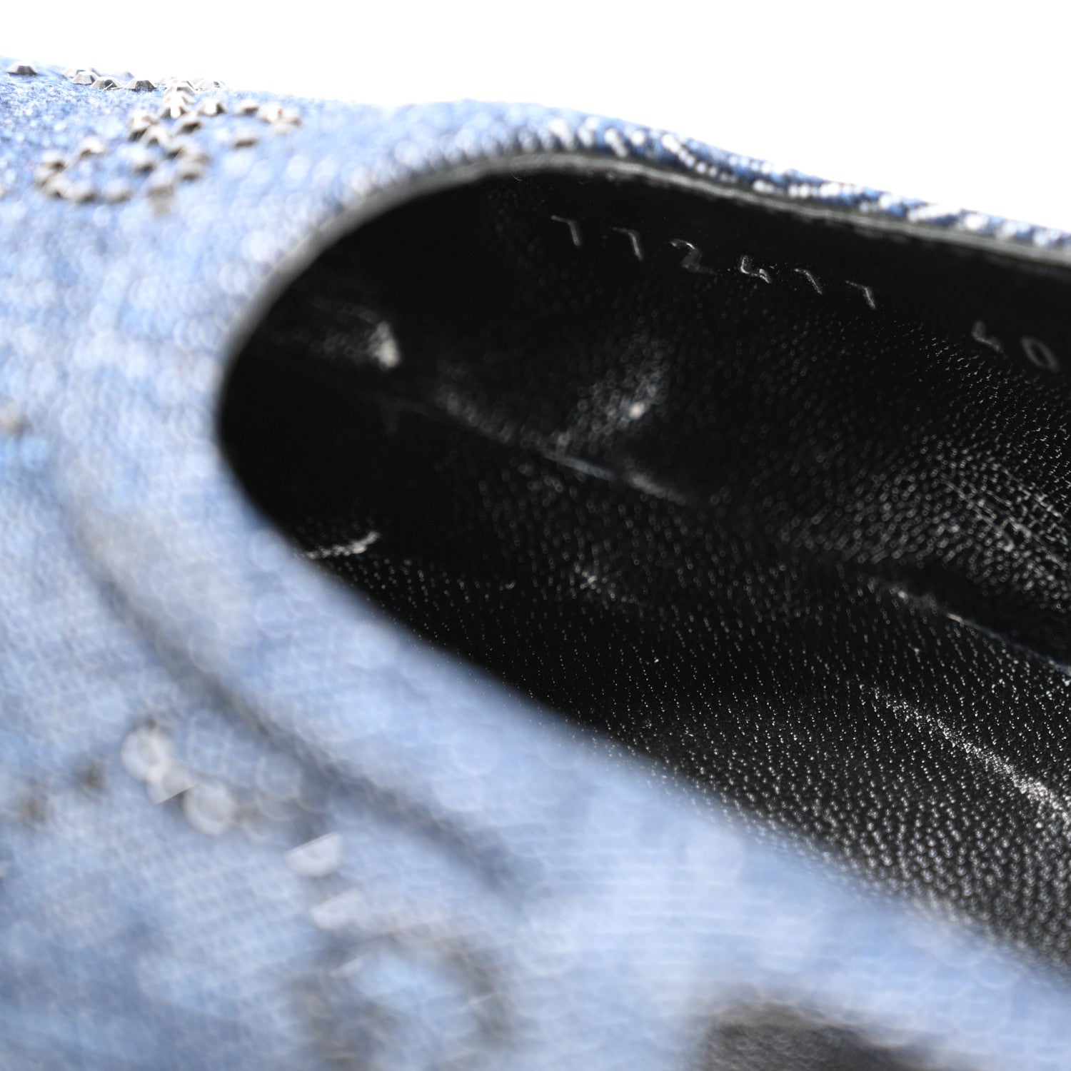 Gucci Denim GG Monogram Malaga Kid Crystal Square G 35mm Slingback Pumps 40 Blue 9 of 10