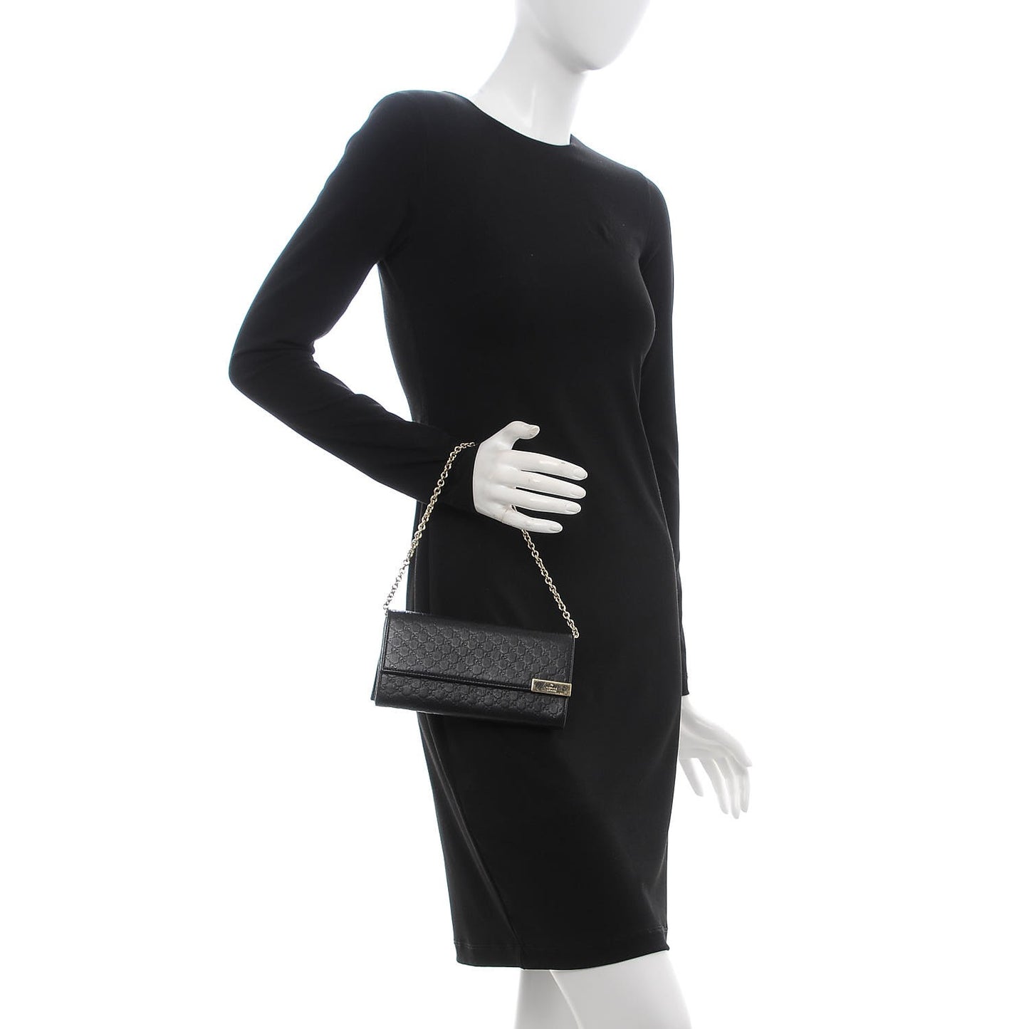 Soft Microguccissima Dice Chain Wallet Black