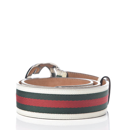 Gucci Calfskin Web Interlocking G Belt 80 32 White 2 of 5