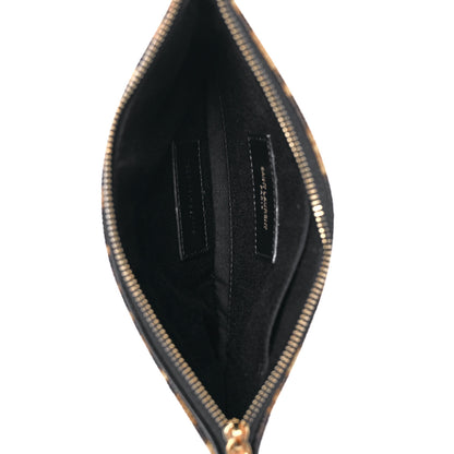 Saint Laurent Canvas Calfskin Leopard Monogram Bill Pouch Natural 5 of 9