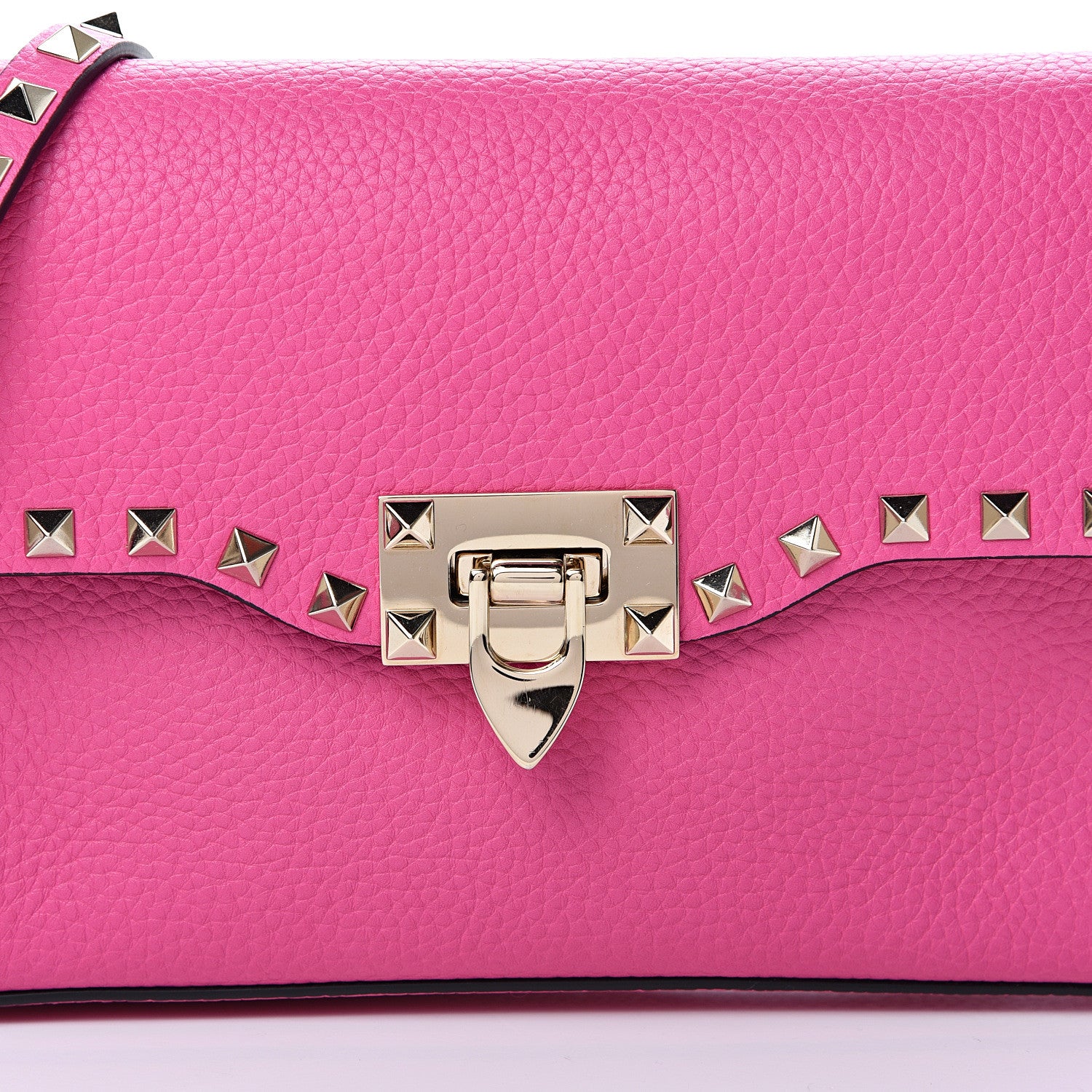 Valentino Garavani Pebbled Calfskin Medium Rockstud Flip Lock Crossbody Bag Pink Orchid 7 of 11