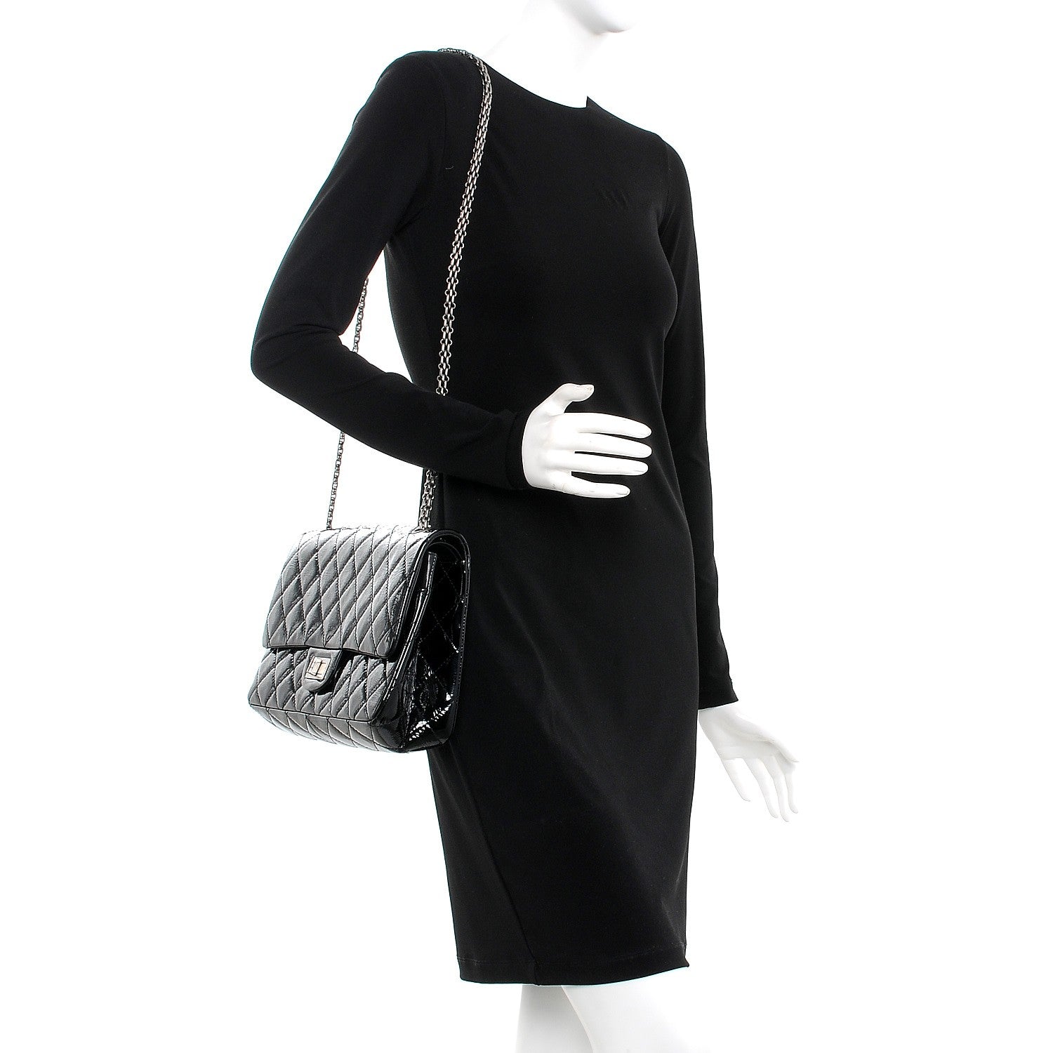 Chanel Distressed Patent Quilted 2.55 Reissue 227 Flap Black 2 of 13