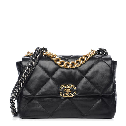 Chanel Lambskin Quilted Large 19 Flap Black 1 of 9