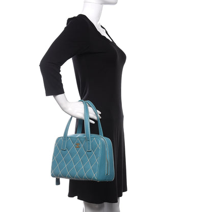 Chanel Calfskin Contrast Stitch Surpique Bowler Blue 2 of 10