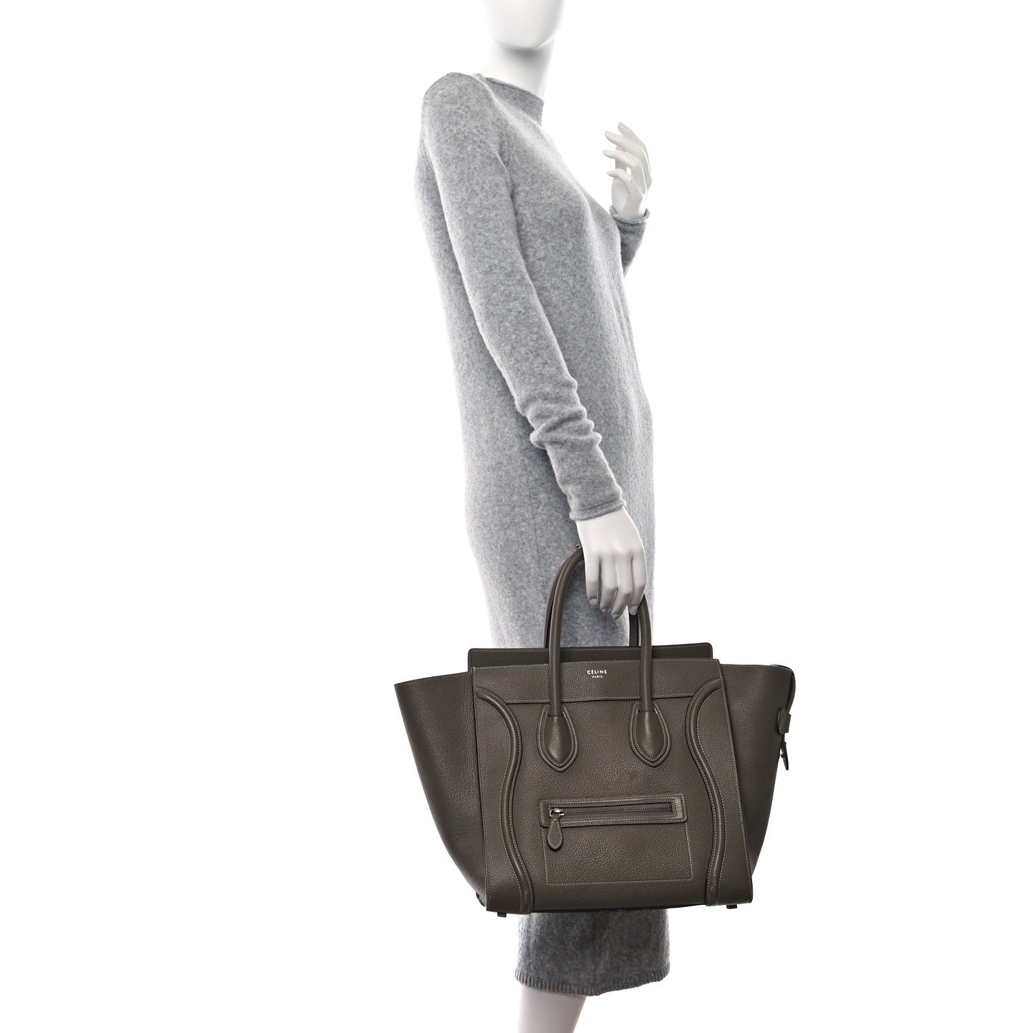 Celine Drummed Calfskin Mini Luggage Souris 2 of 10