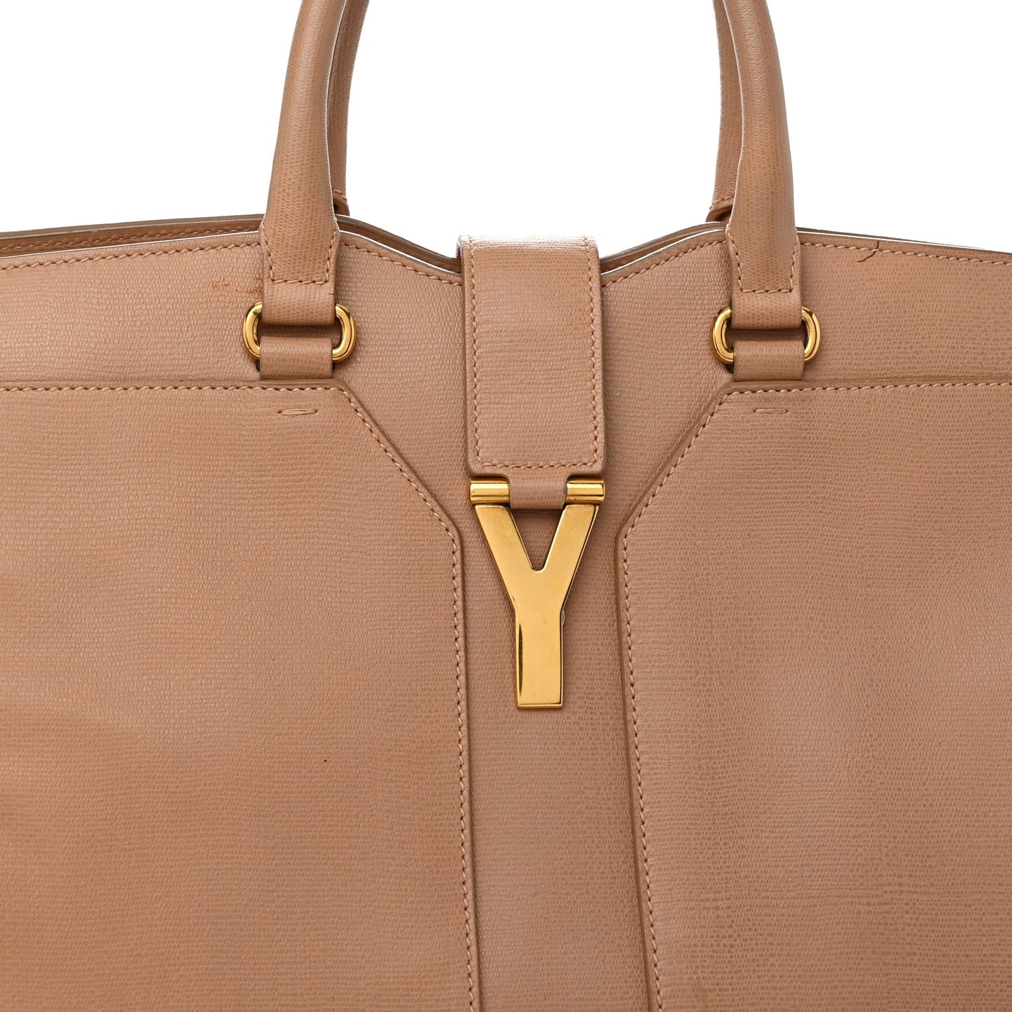 Textured Calfskin Medium Cabas ChYc Beige