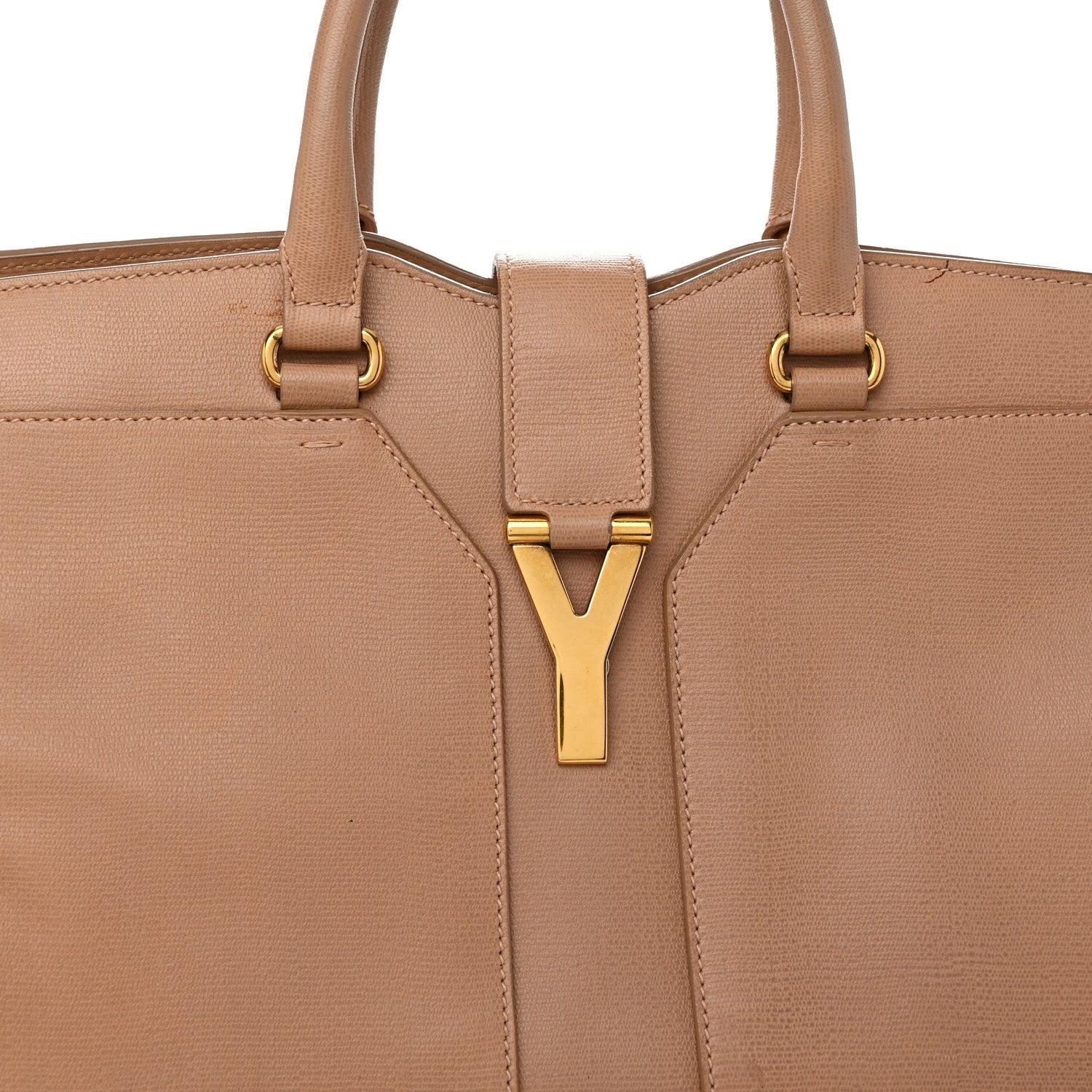 Saint Laurent Textured Calfskin Medium Cabas ChYc Beige 8 of 17