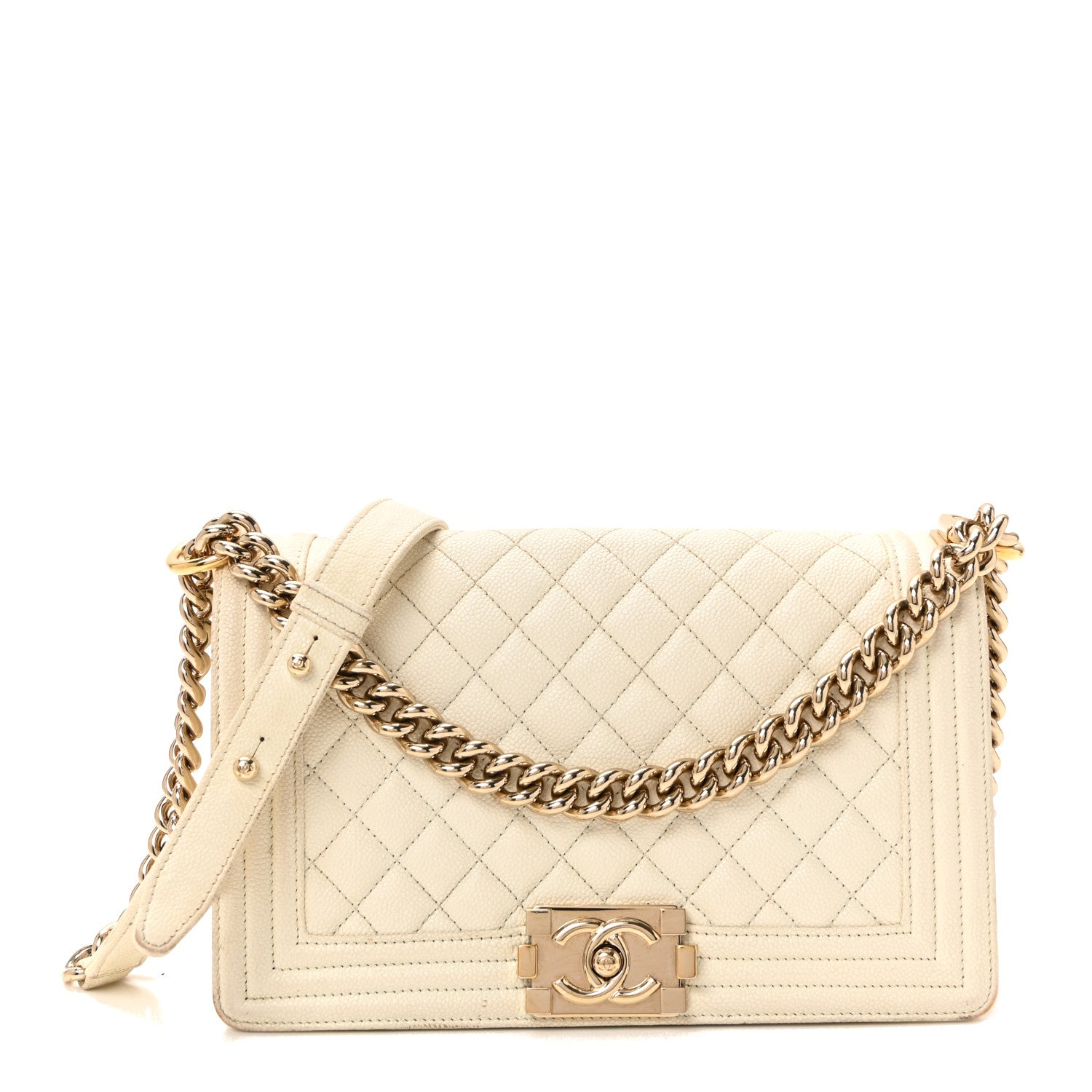 Chanel Caviar Quilted Medium Boy Flap White 1 of 10