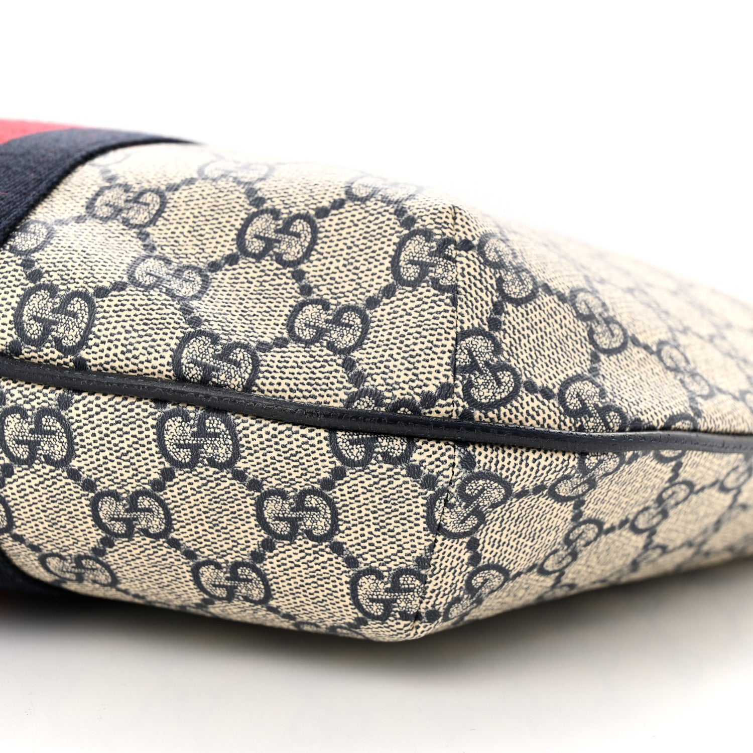 Gucci GG Supreme Monogram Textured Dollar Calfskin Web Small Ophidia Half Moon Hobo Beige Blue 10 of 10