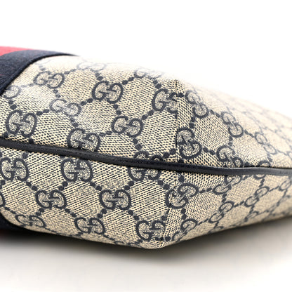 Gucci GG Supreme Monogram Textured Dollar Calfskin Web Small Ophidia Half Moon Hobo Beige Blue 10 of 10