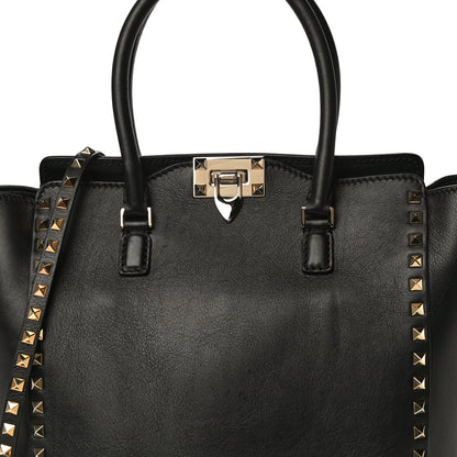 Valentino Garavani Vitello Rockstud Double Handle Tote Black 12 of 13