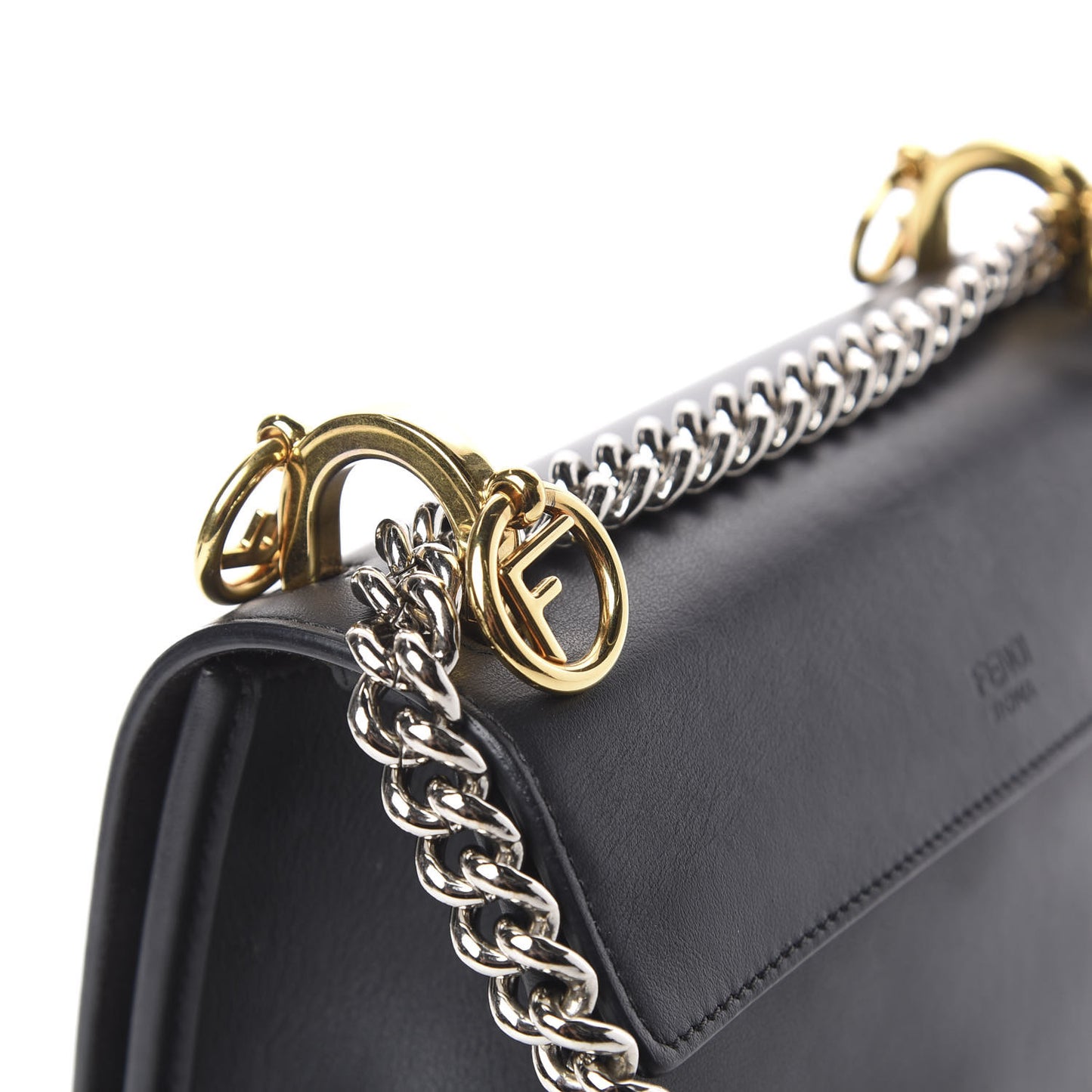 Vitello Century Velvet F is Fendi FF Small Kan I Shoulder Bag Black Tobacco