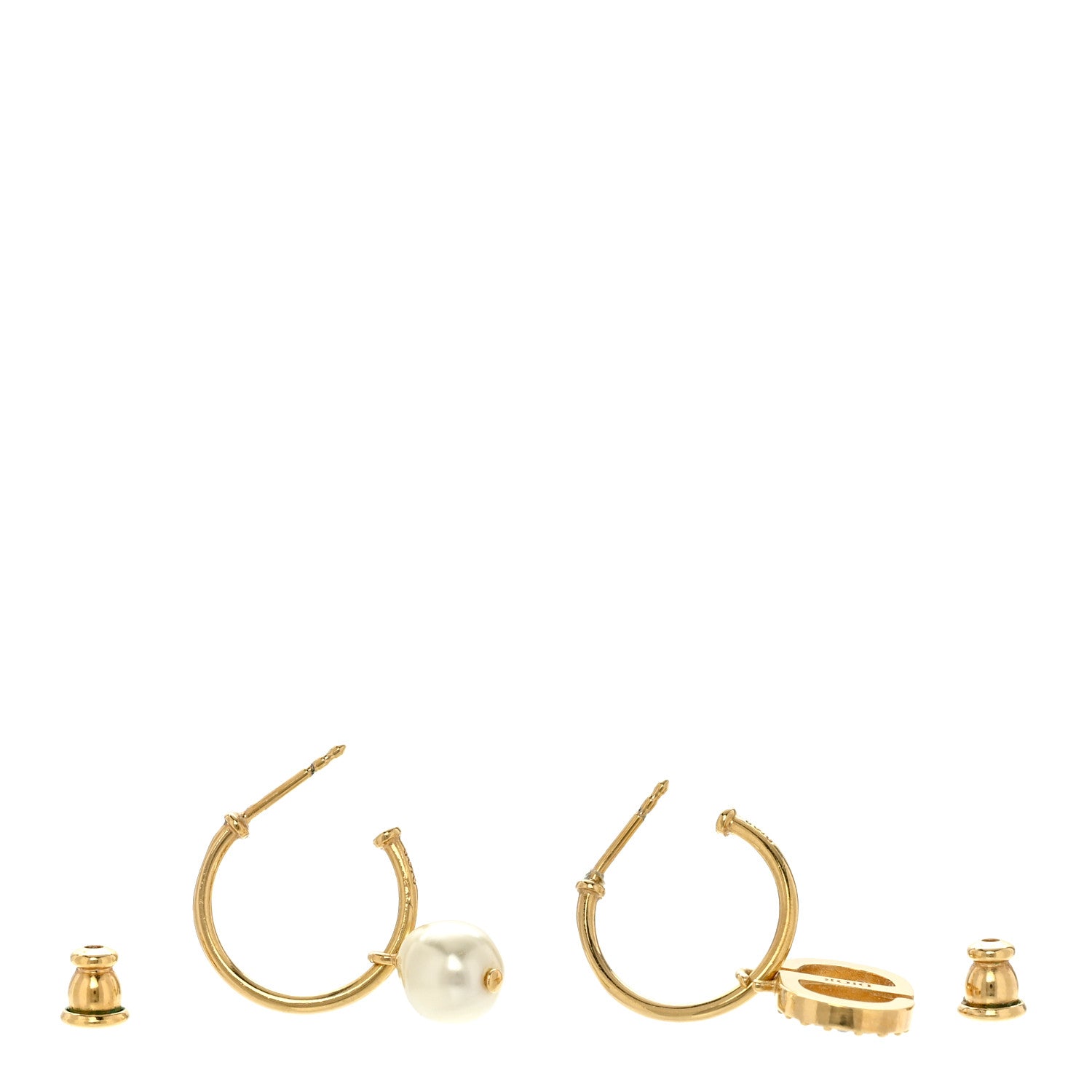 Christian Dior Pearl CD Drop Earrings Gold 3 of 4