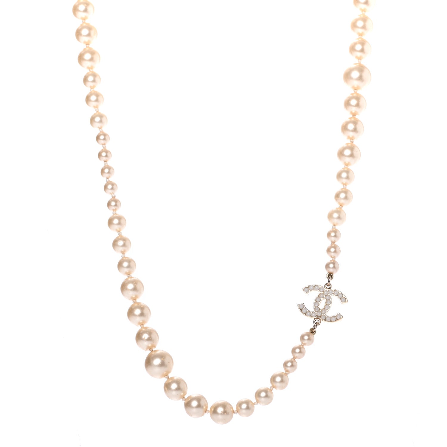 Chanel Graduated Pearl CC Long Necklace Gold 1 of 5