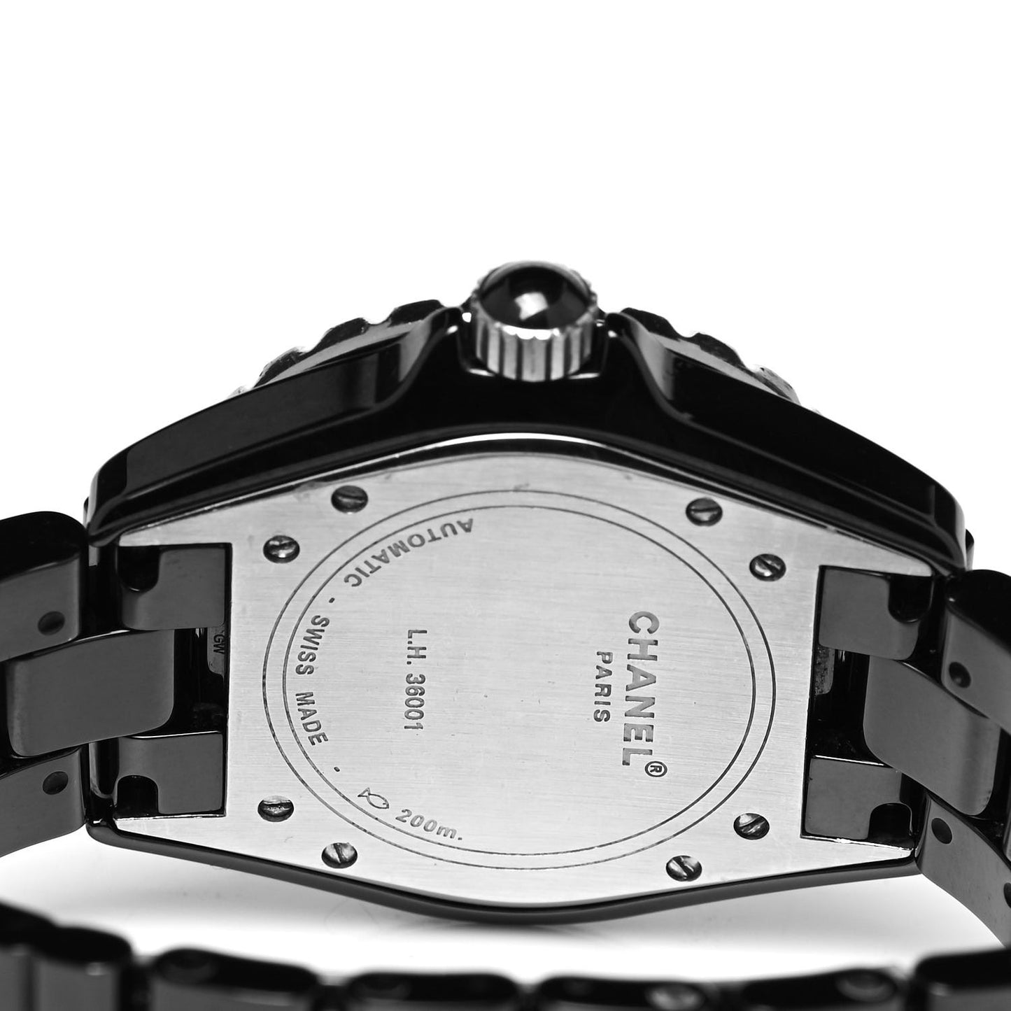 Stainless Steel Ceramic Diamond Pave Bezel 38mm J12 Automatic Watch Black