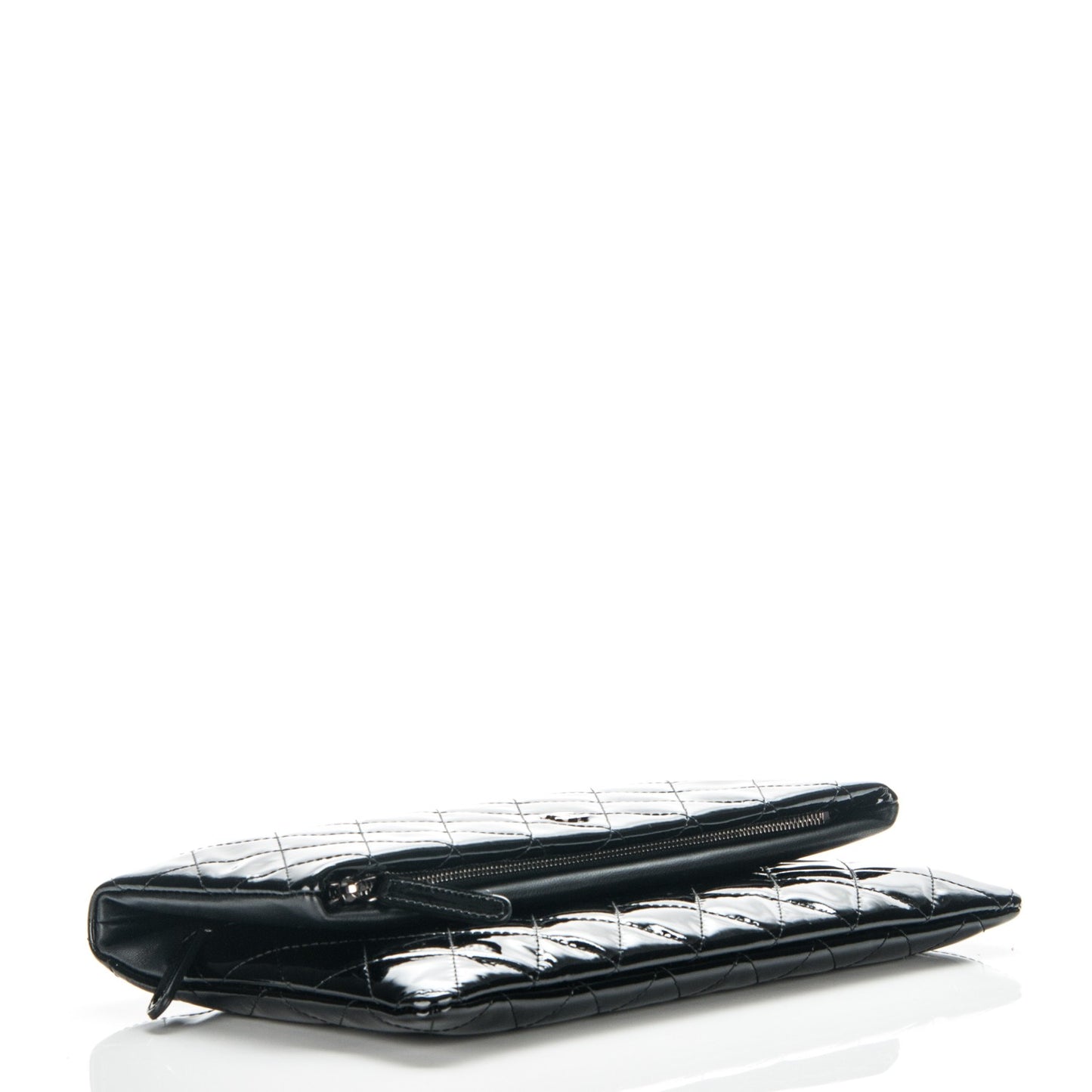 Patent Calfskin Quilted Beauty CC Clutch Black