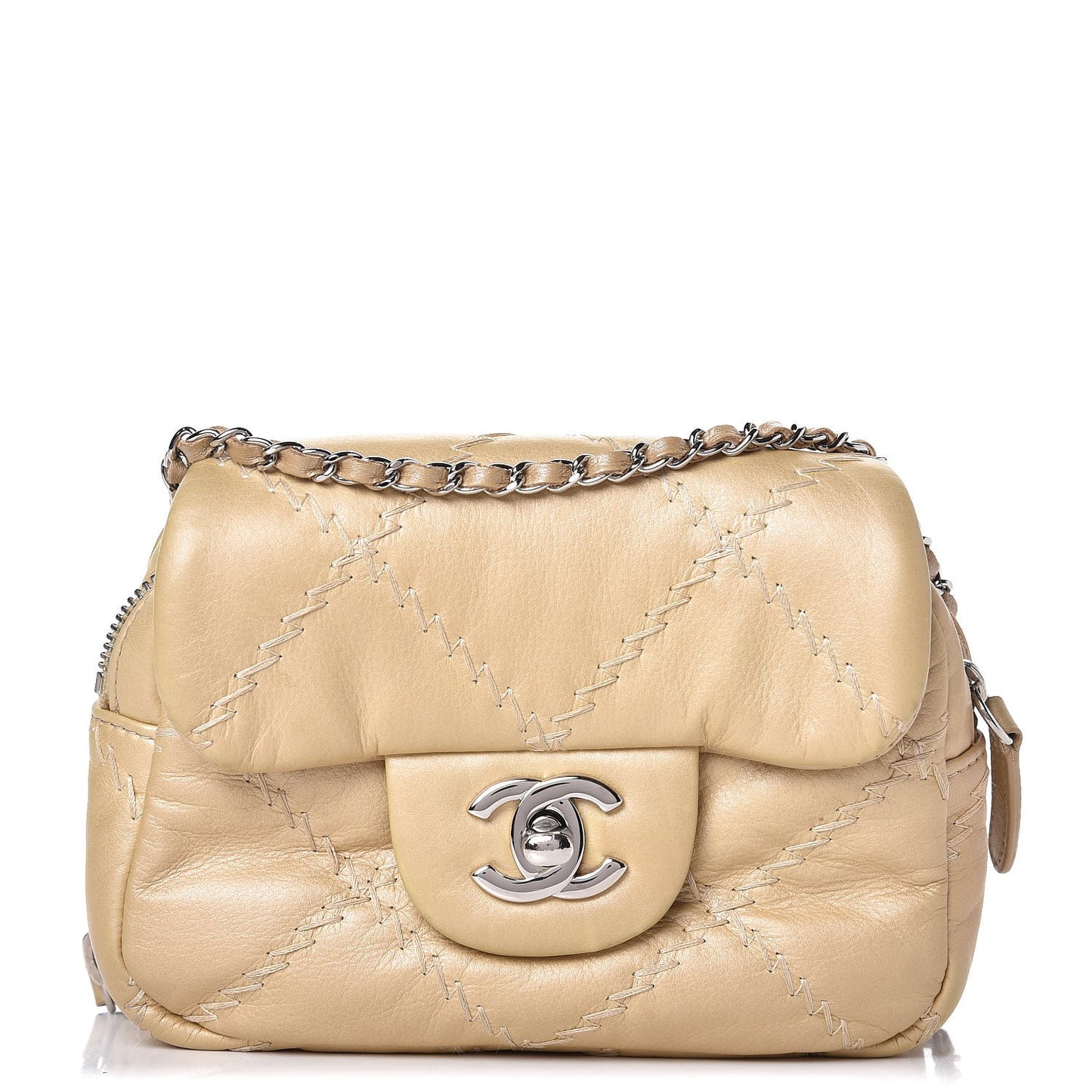 Calfskin Ultimate Stitch Mini Flap WOC Gold