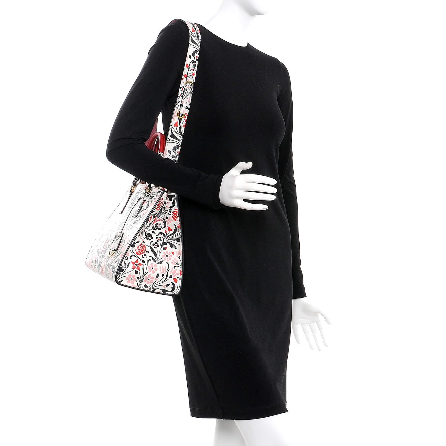 Calfskin Floreale Medium Galleria Double Zip Tote White Rosa