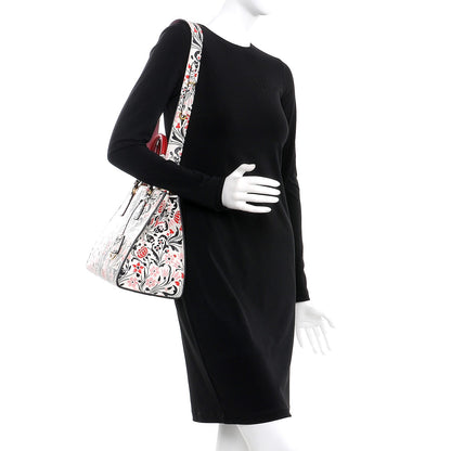 Prada Calfskin Floreale Medium Galleria Double Zip Tote White Rosa 2 of 7