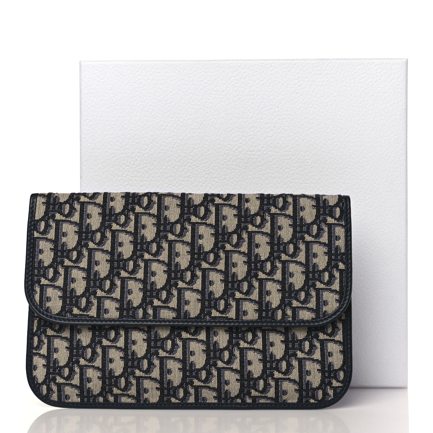 Christian Dior Oblique Flap Pouch Clutch Blue 8 of 8
