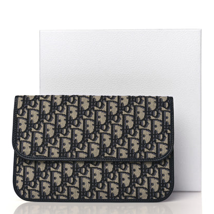 Christian Dior Oblique Flap Pouch Clutch Blue 8 of 8