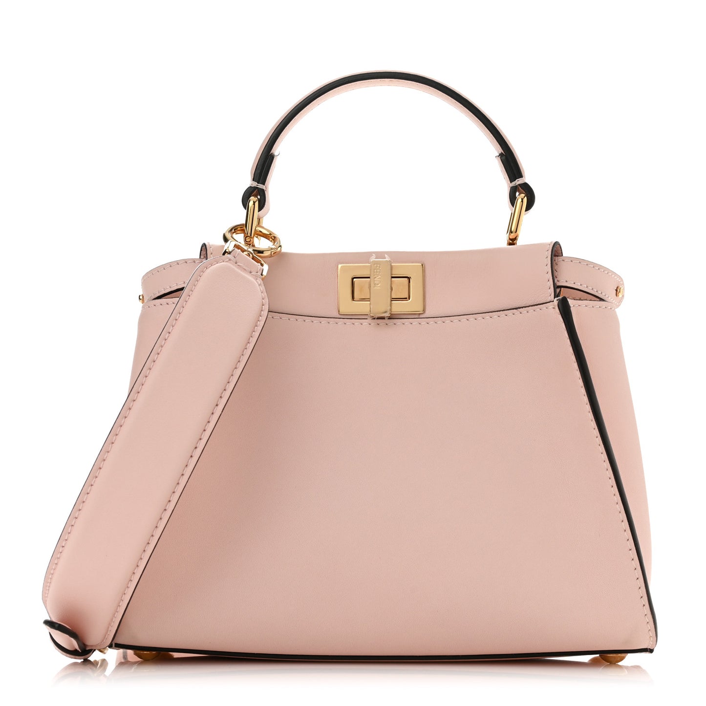 Vitello Seta Canvas FF Embroidered Mini Peekaboo Iconic Satchel Rosa Confetto