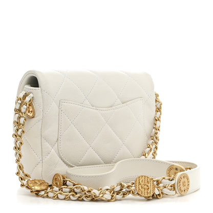 Chanel Caviar Quilted Mini Twist Your Buttons Flap  White 3 of 11