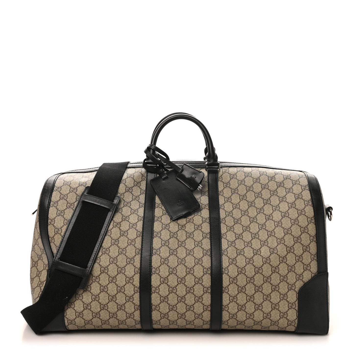 GG Supreme Monogram Selleria Calfskin Large Duffle Beige Ebony Black