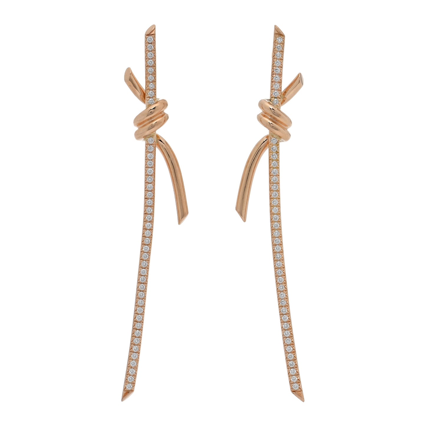 18K Rose Gold Diamond Tiffany Knot Drop Earrings
