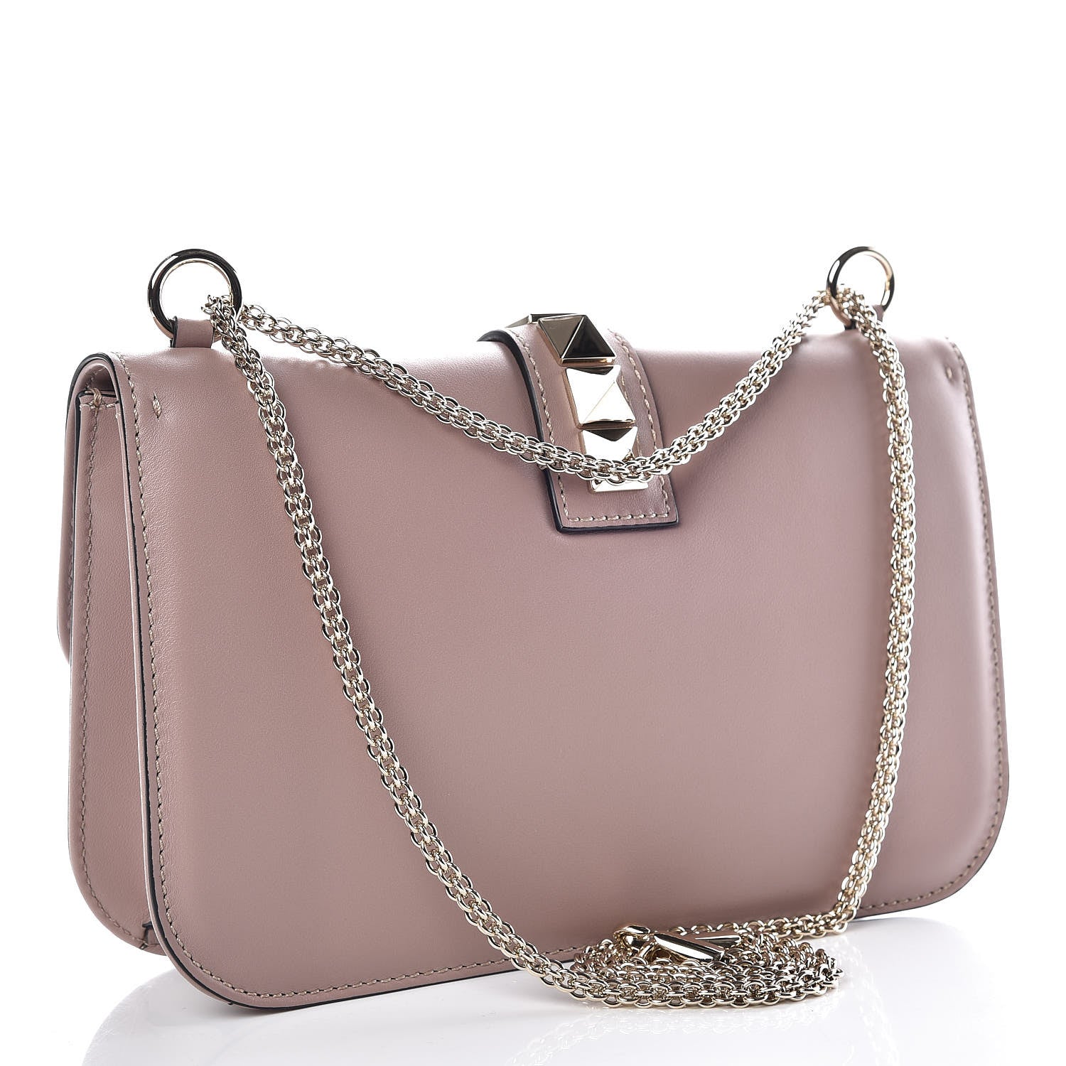 Valentino Garavani Vitello Medium Glam Lock Rockstud Flap Poudre 4 of 10