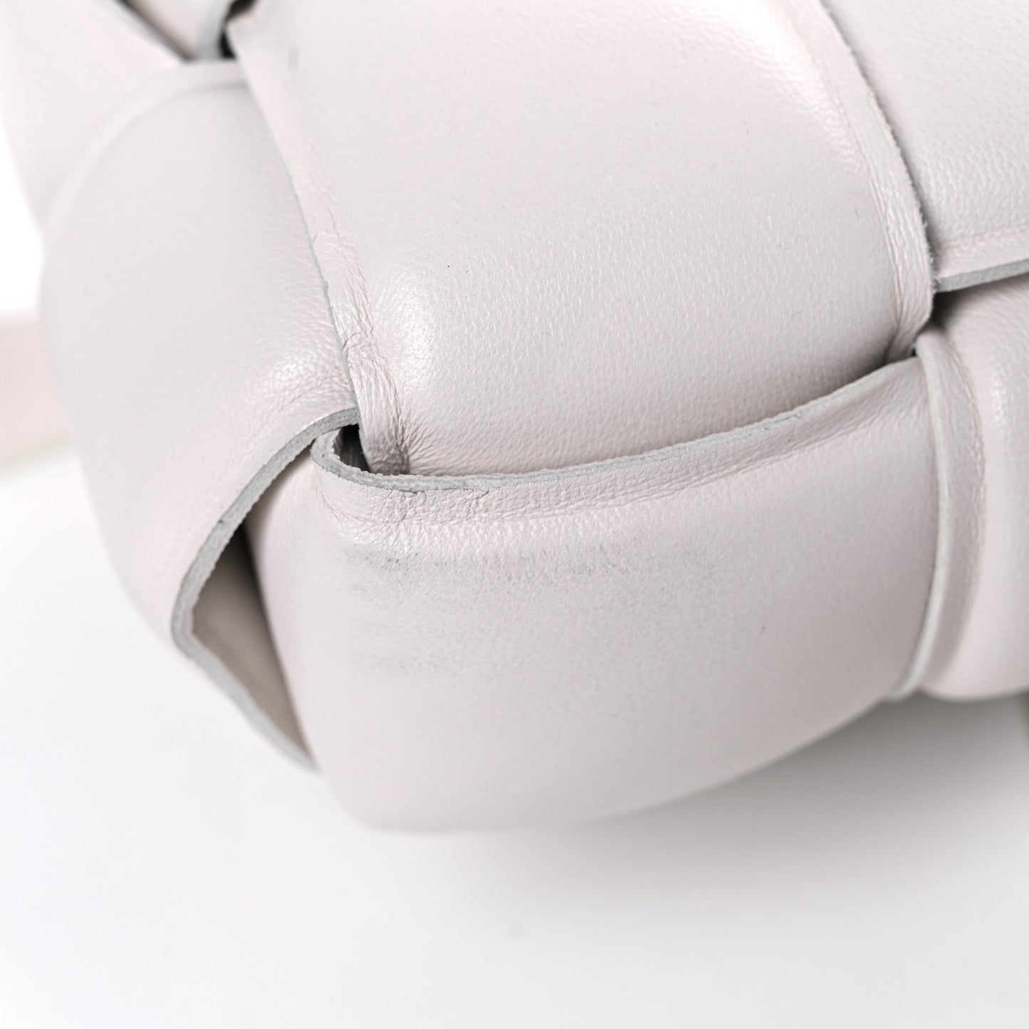 Nappa Maxi Intreccio Padded Cassette Crossbody Bag Chalk