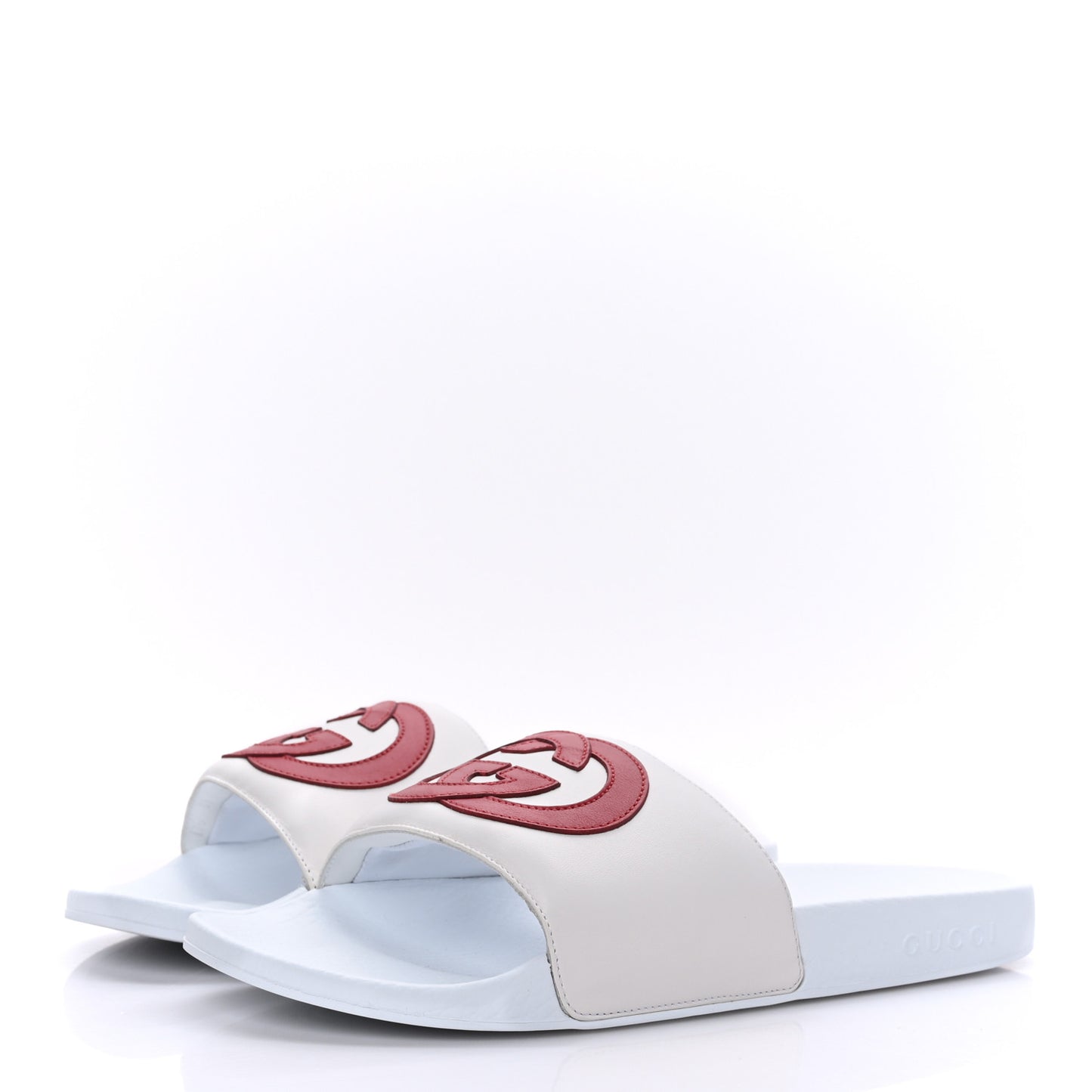 Nappa Miro Soft Calfskin Womens Interlocking G Slide Sandals 41 Great White Hibiscus Red