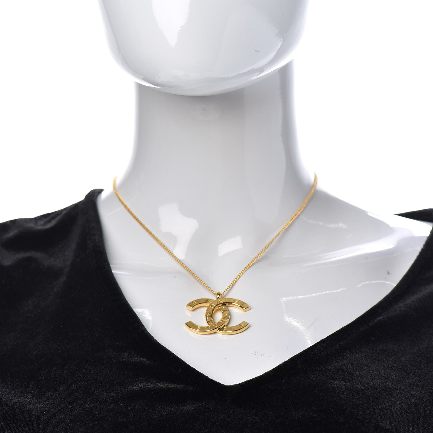 Chanel Metal CC Paris Button Necklace Gold 2 of 6